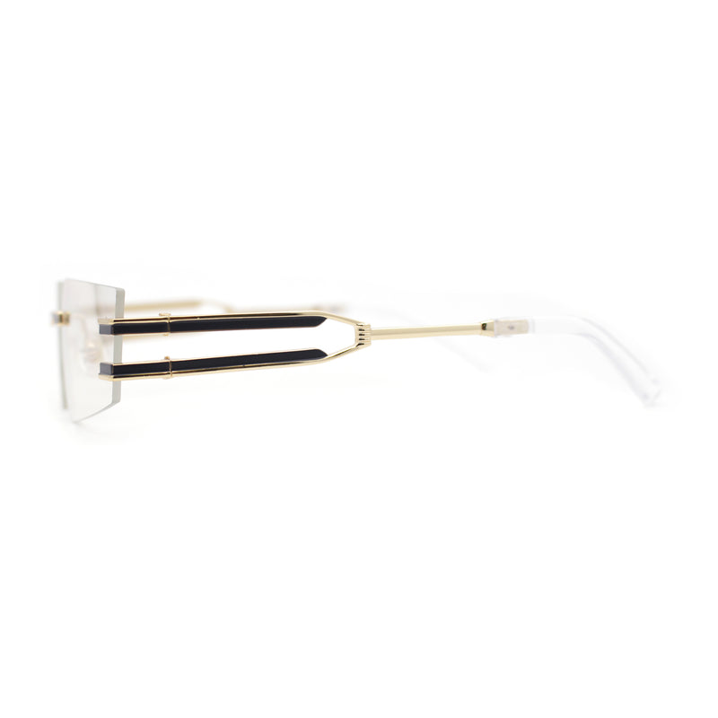 Luxurious Rimless Geometric Metal Frame Designer Style Sunglasses
