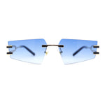 Luxurious Rimless Geometric Metal Frame Designer Style Sunglasses