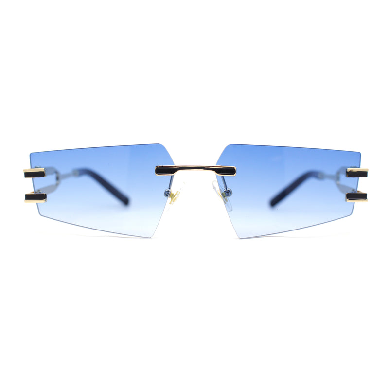 Luxurious Rimless Geometric Metal Frame Designer Style Sunglasses