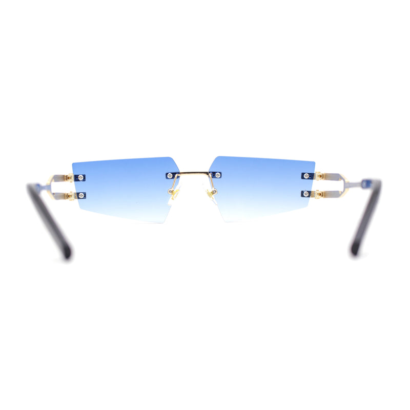 Luxurious Rimless Geometric Metal Frame Designer Style Sunglasses