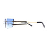 Luxurious Rimless Geometric Metal Frame Designer Style Sunglasses