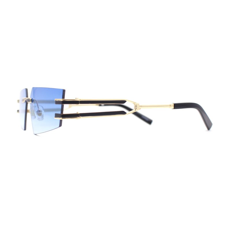 Luxurious Rimless Geometric Metal Frame Designer Style Sunglasses