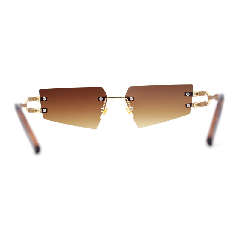 Luxurious Rimless Geometric Metal Frame Designer Style Sunglasses