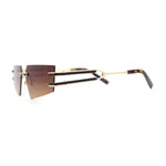 Luxurious Rimless Geometric Metal Frame Designer Style Sunglasses