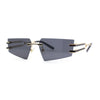Luxurious Rimless Geometric Metal Frame Designer Style Sunglasses