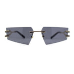Luxurious Rimless Geometric Metal Frame Designer Style Sunglasses