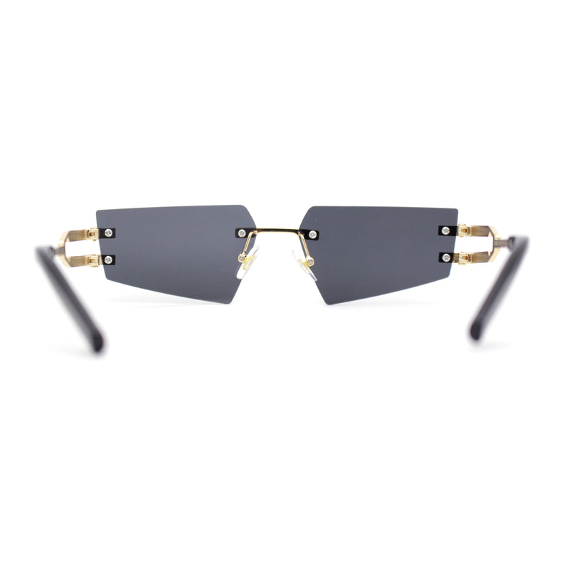 Luxurious Rimless Geometric Metal Frame Designer Style Sunglasses