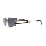 Luxurious Rimless Geometric Metal Frame Designer Style Sunglasses