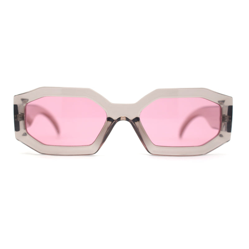 Womens Mod Narrow Octagonal Thick Plastic Retro Sunglasses