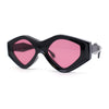 Womens Beveled Concave Octagonal Thick Plastic Mod Sunglasses