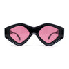 Womens Beveled Concave Octagonal Thick Plastic Mod Sunglasses