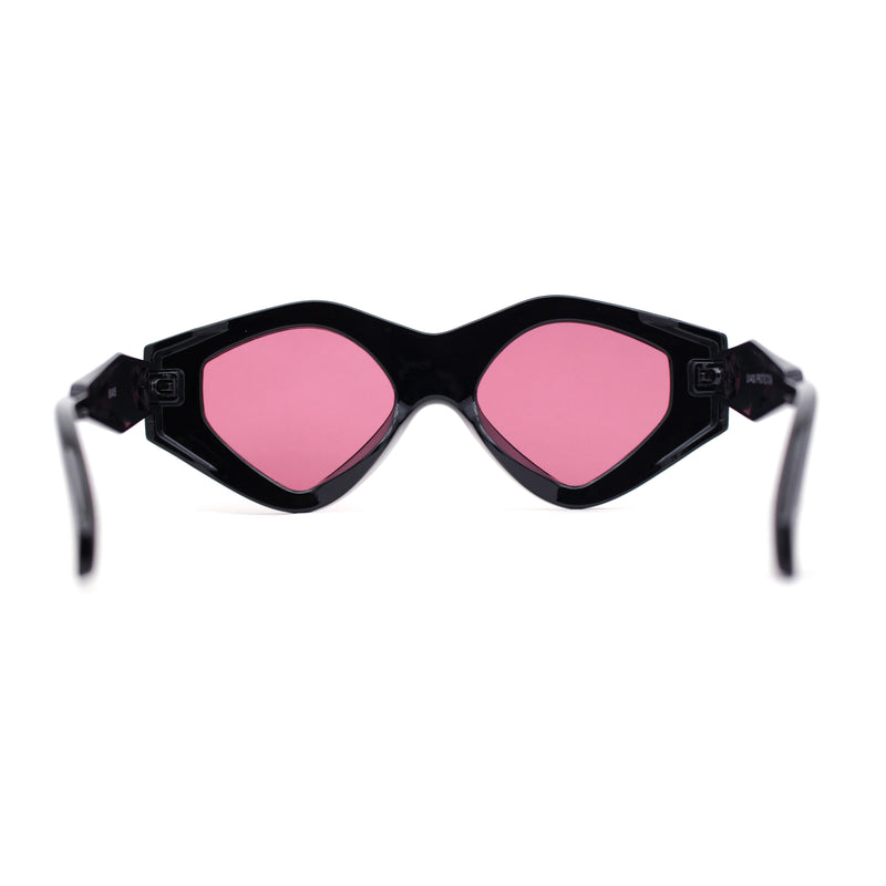 Womens Beveled Concave Octagonal Thick Plastic Mod Sunglasses