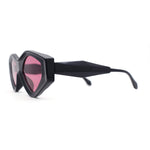 Womens Beveled Concave Octagonal Thick Plastic Mod Sunglasses