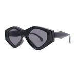 Womens Beveled Concave Octagonal Thick Plastic Mod Sunglasses