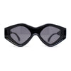 Womens Beveled Concave Octagonal Thick Plastic Mod Sunglasses