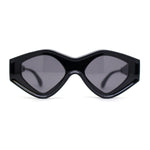 Womens Beveled Concave Octagonal Thick Plastic Mod Sunglasses