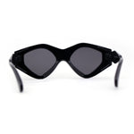 Womens Beveled Concave Octagonal Thick Plastic Mod Sunglasses