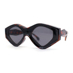 Womens Beveled Concave Octagonal Thick Plastic Mod Sunglasses