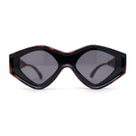 Womens Beveled Concave Octagonal Thick Plastic Mod Sunglasses