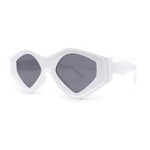 Womens Beveled Concave Octagonal Thick Plastic Mod Sunglasses