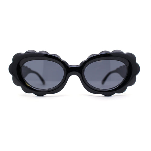 Womens Fluffy Cloud Shape Oval Plastic Sunglasses