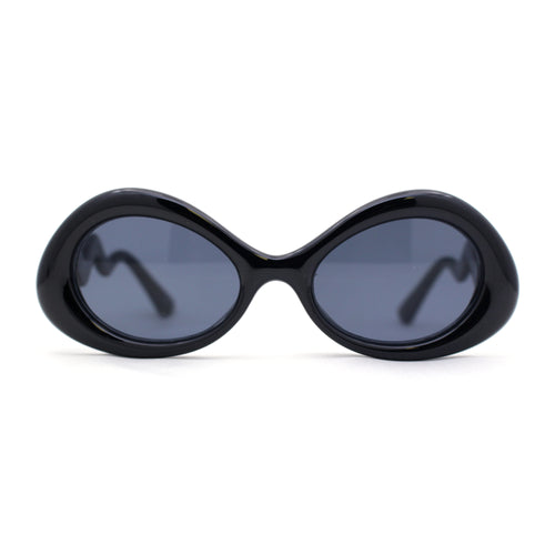 Wavy Down Temple Upside Down Cat Eye Thick Plastic Sunglasses