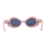 Wavy Down Temple Upside Down Cat Eye Thick Plastic Sunglasses