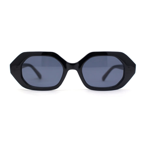 Minimal Narrow Octagonal Mod Fashion Plastic Sunglasses