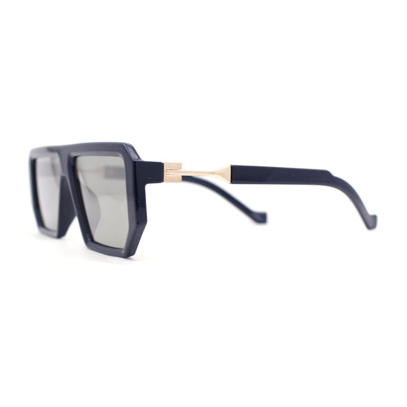 Flat Top Mobster Angular Modern Metal Hinge Racer Sunglasses