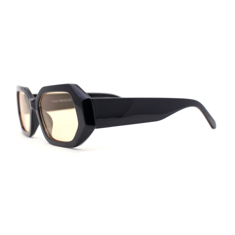 Womens Angular Bevel Narrow Clout Mod Plastic Sunglasses