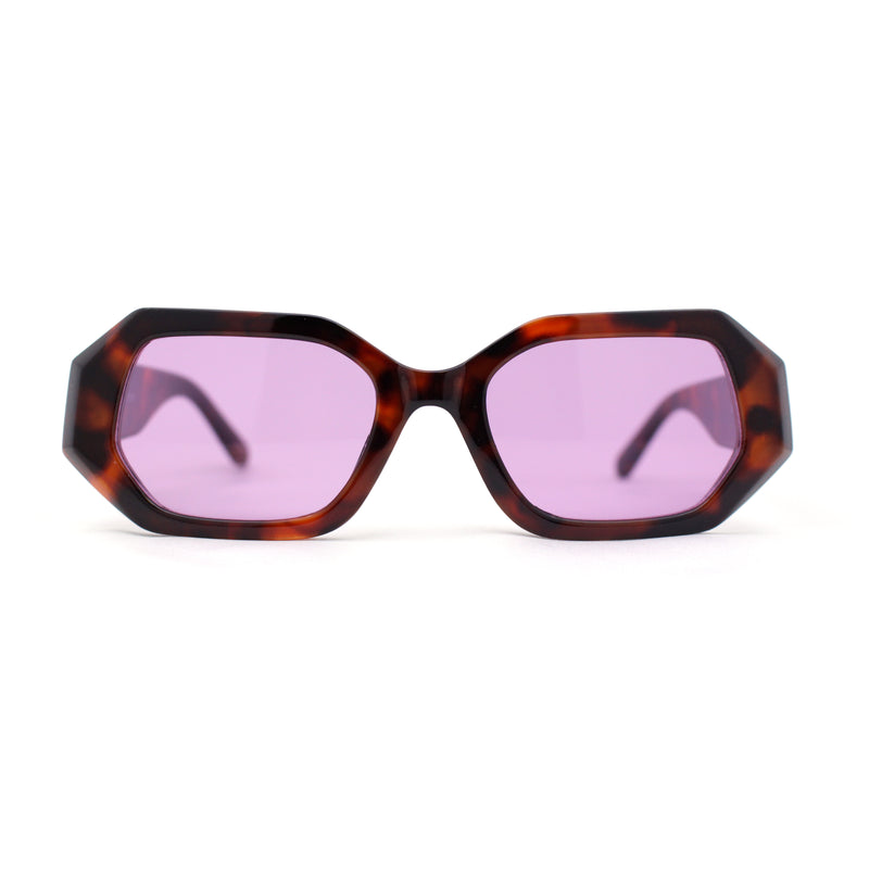 Womens Angular Bevel Narrow Clout Mod Plastic Sunglasses