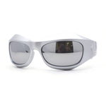 Trendy 90s Sport Wrap Thick Bevel Plastic Oval Sunglasses