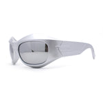Trendy 90s Sport Wrap Thick Bevel Plastic Oval Sunglasses