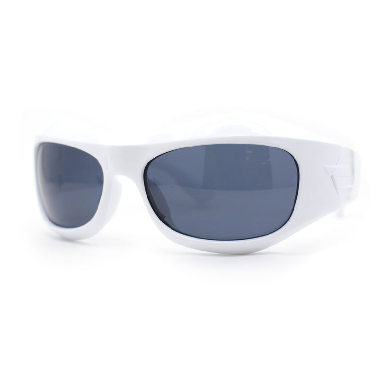 Trendy 90s Sport Wrap Thick Bevel Plastic Oval Sunglasses