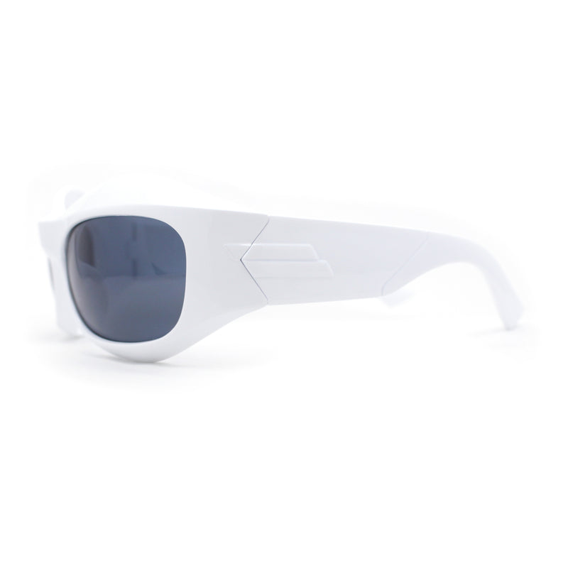 Trendy 90s Sport Wrap Thick Bevel Plastic Oval Sunglasses