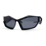 Trendy 90s Sport Wrap Hard Angular Bevel Plastic Rectangular Sunglasses