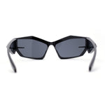 Trendy 90s Sport Wrap Hard Angular Bevel Plastic Rectangular Sunglasses