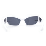 Trendy 90s Sport Wrap Hard Angular Bevel Plastic Rectangular Sunglasses