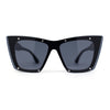 Rimless Gothic Horn Stud Oversized Rectangle Cat Eye Sunglasses