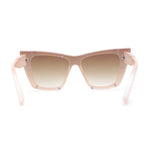 Rimless Gothic Horn Stud Oversized Rectangle Cat Eye Sunglasses