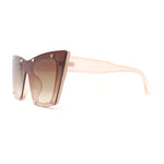 Rimless Gothic Horn Stud Oversized Rectangle Cat Eye Sunglasses