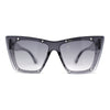 Rimless Gothic Horn Stud Oversized Rectangle Cat Eye Sunglasses