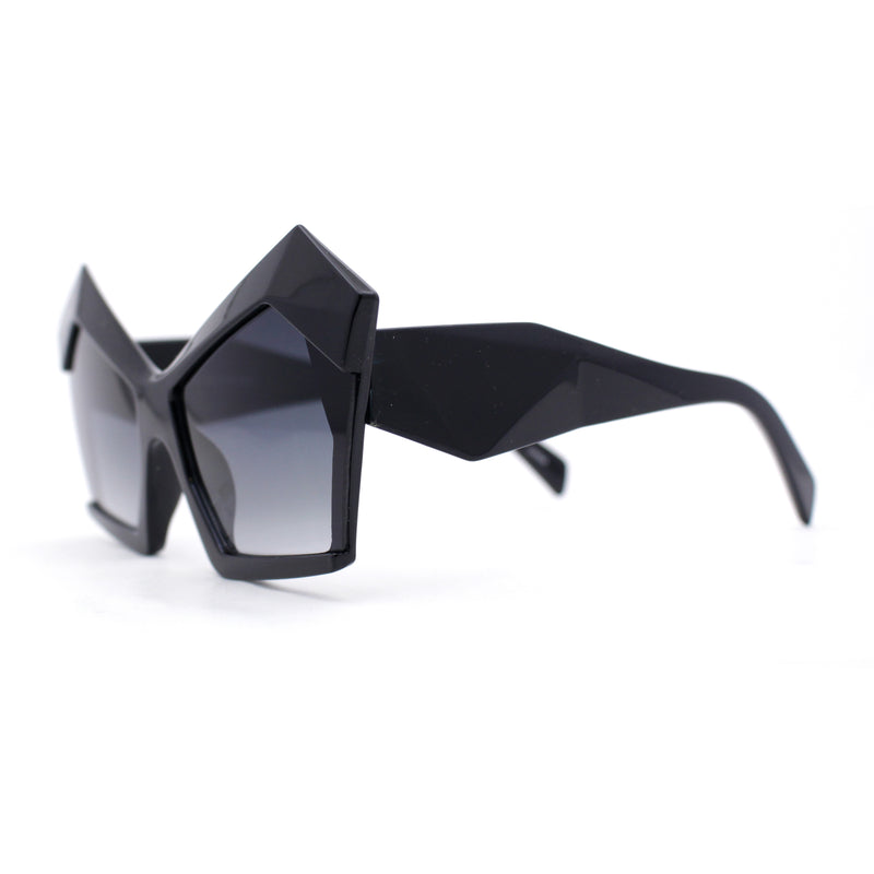 Thick Hard Angular Mad Thick Brow Crop Side Cat Eye Sunglasses