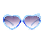 Kid Girls Heart Shape Flower Jewel Glitter Plastic Sunglasses
