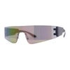 Retro 80s Futurist Robotic Narrow Shield Wrap Around Rimless Sunglasses