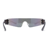 Retro 80s Futurist Robotic Narrow Shield Wrap Around Rimless Sunglasses