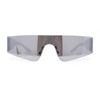 Retro 80s Futurist Robotic Narrow Shield Wrap Around Rimless Sunglasses