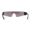 Retro 80s Futurist Robotic Narrow Shield Wrap Around Rimless Sunglasses