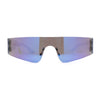 Retro 80s Futurist Robotic Narrow Shield Wrap Around Rimless Sunglasses