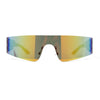 Retro 80s Futurist Robotic Narrow Shield Wrap Around Rimless Sunglasses